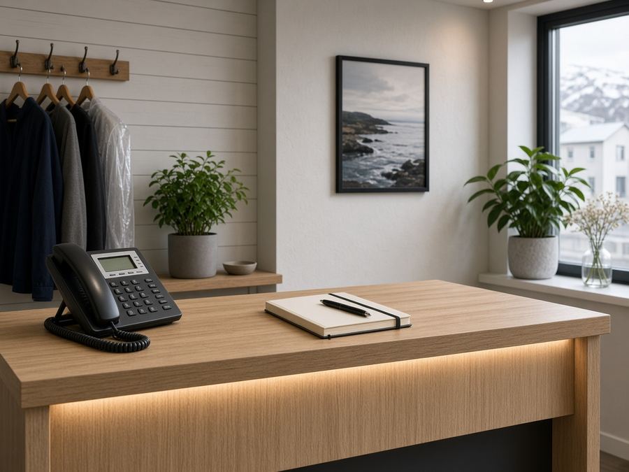 Contact desk at Studio Swift Pulse in Reykjavik
